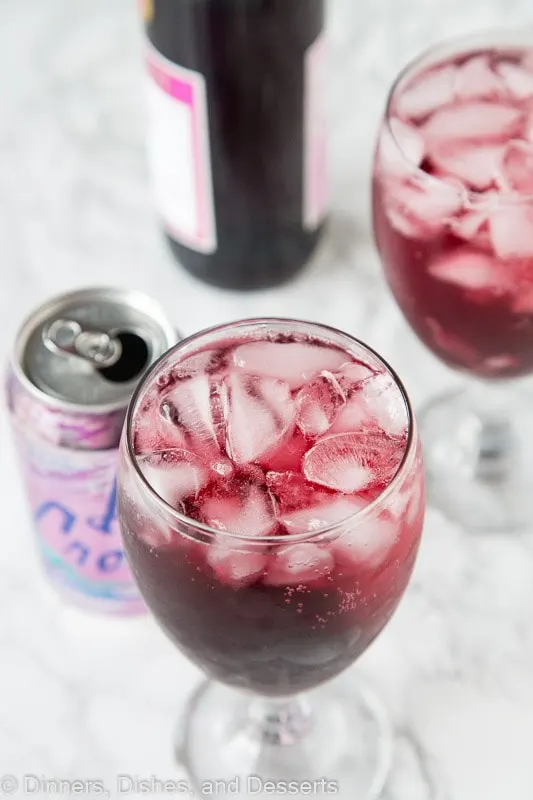 berry red wine spritzer over head with la croix