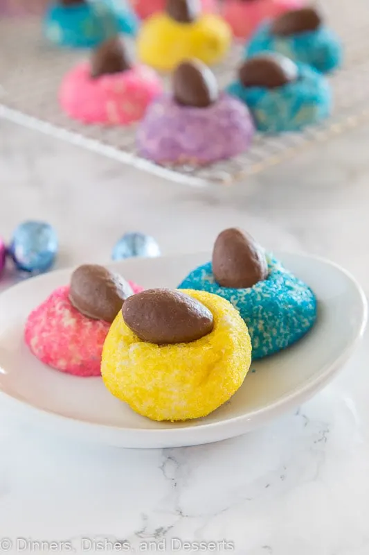 cookies with chocolate eggs on a plate