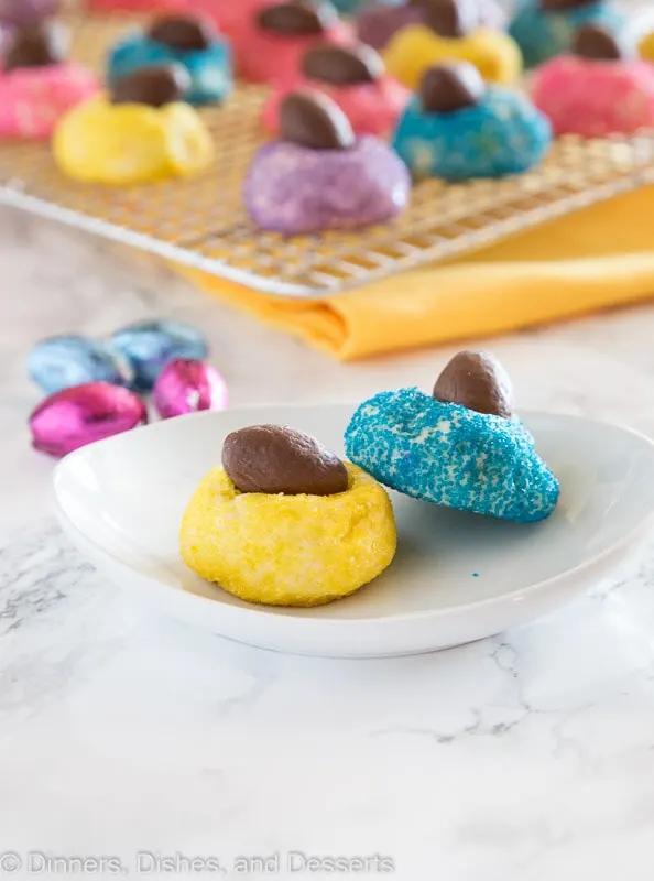cookies with chocolate eggs on a plate