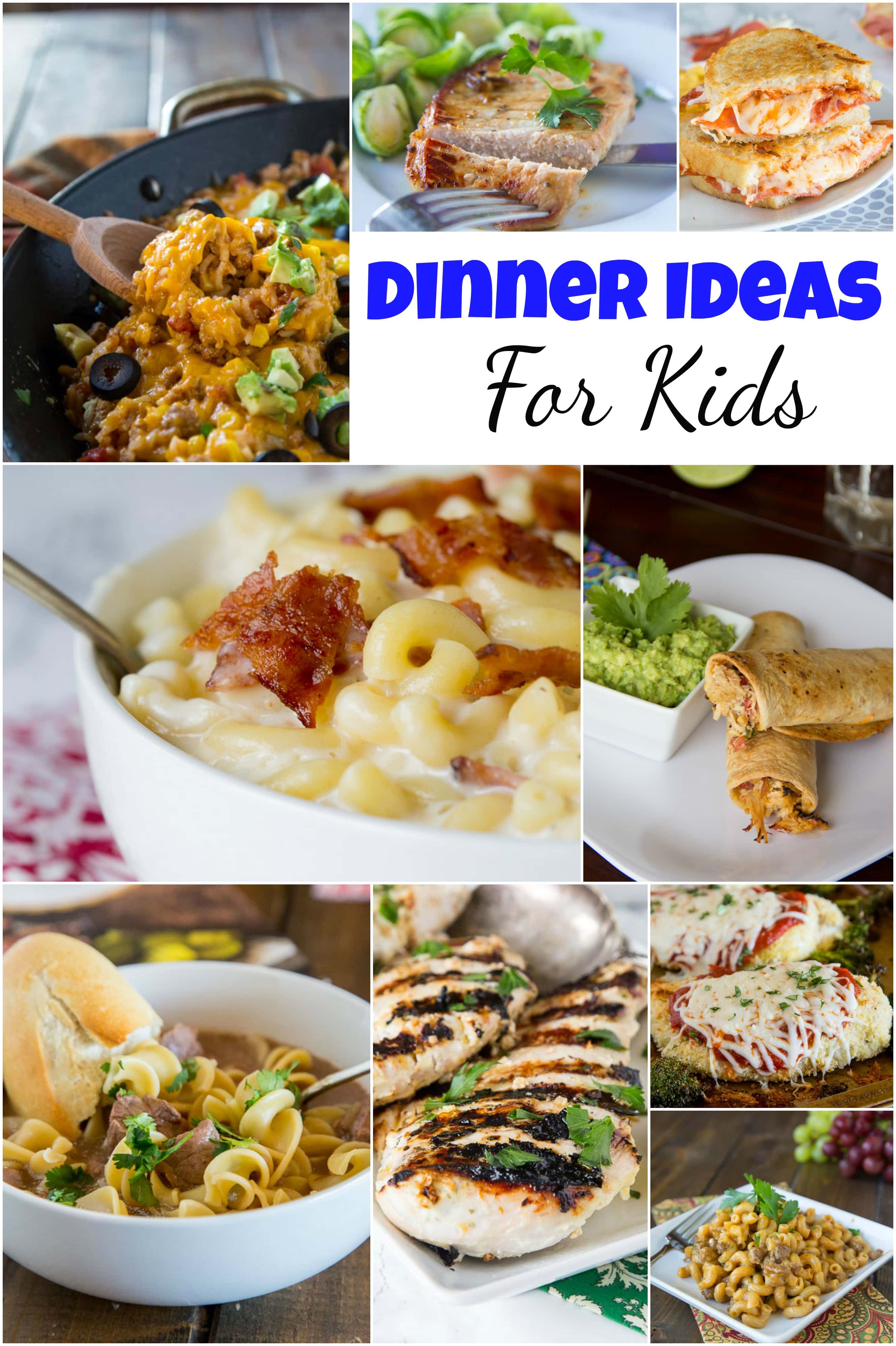 Dinner Ideas for Kids - do you have picky eaters in your house?  Well here are 25 dinners ideas for kids that are picky eater approved, and the grown ups will like them too!  Not just chicken nuggets and box mix mac and cheese that is for sure!