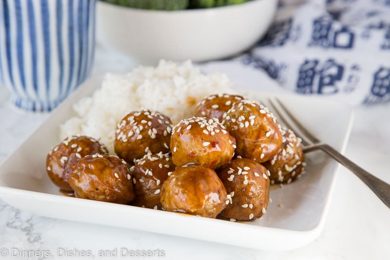 Kung Pao Chicken Meatballs - take the classic kung pao chicken stir fry and turn it into a fun meatballs dinner. Chicken meatballs tossed with kung pao sauce and served with rice and veggies for a quick and easy dinner. 