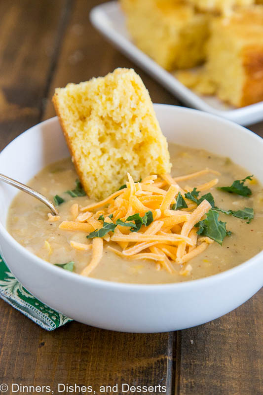 Southwestern Chicken Corn Chowder - a super fast and easy soup you can make any night of the week.  Thick, creamy, and actually good for you!