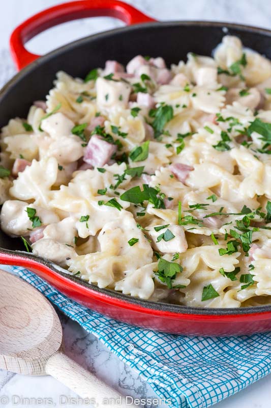 Chicken Cordon Bleu Pasta - Dinners, Dishes, and Desserts