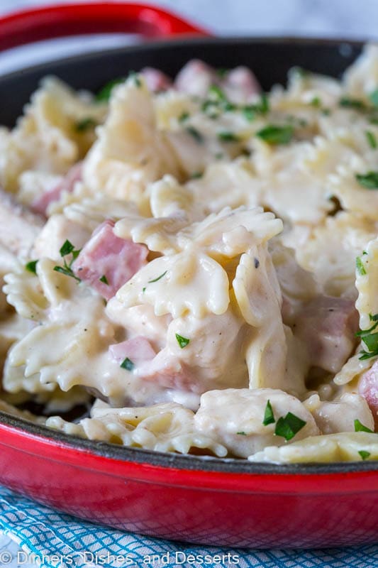 Creamy chicken pasta cordon bleu