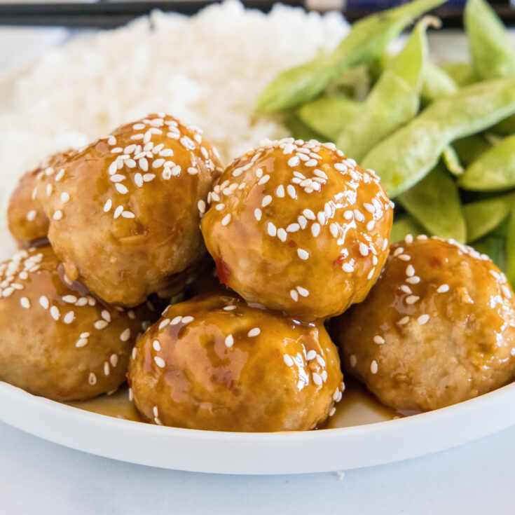 close up kung pao chicken meatballs