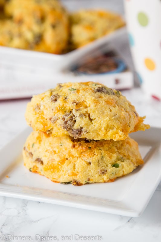 Light and tender biscuits full of cheddar cheese and sausage