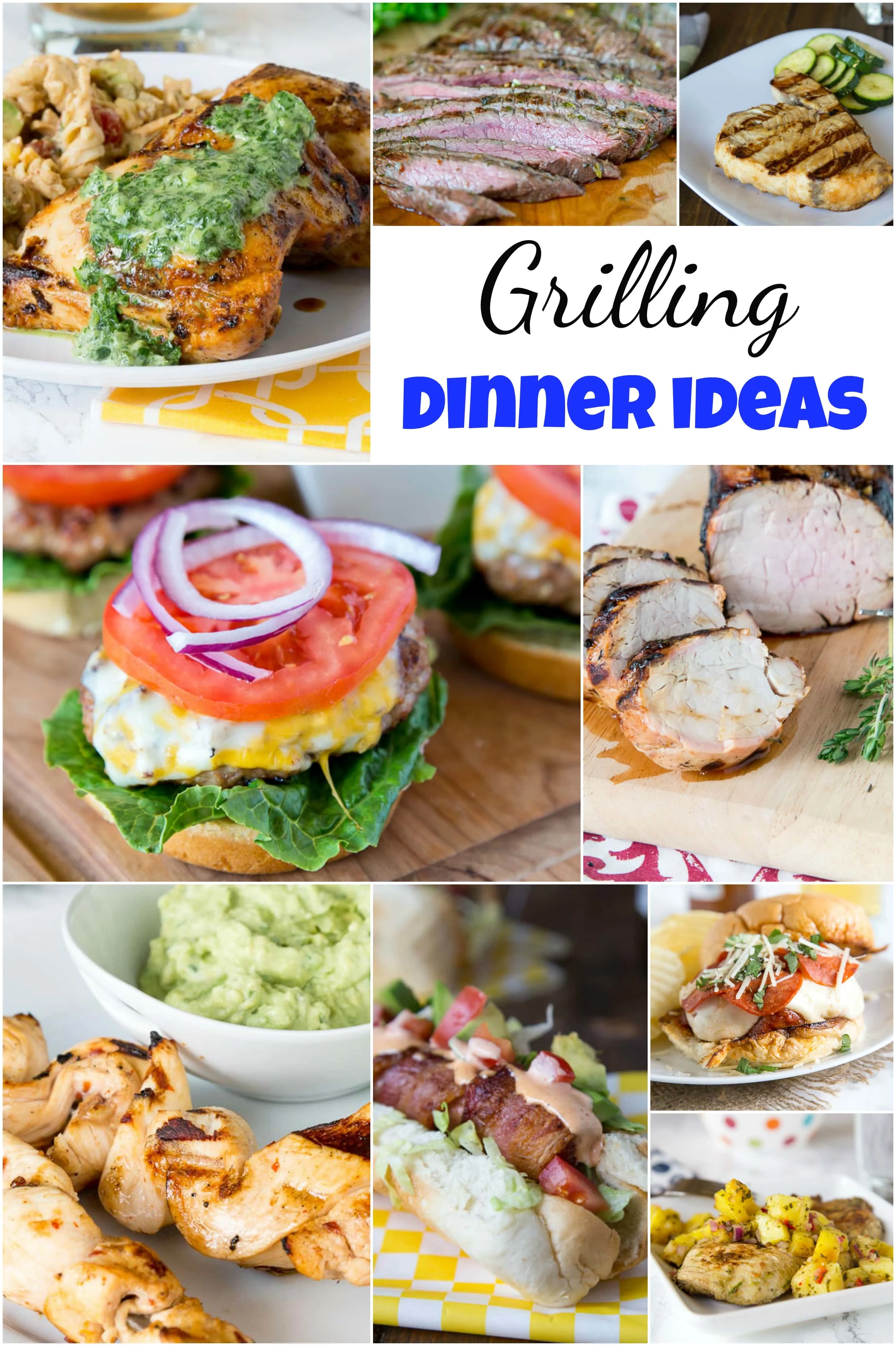 A bunch of different types of food on a plate, with Dinner and Grilling