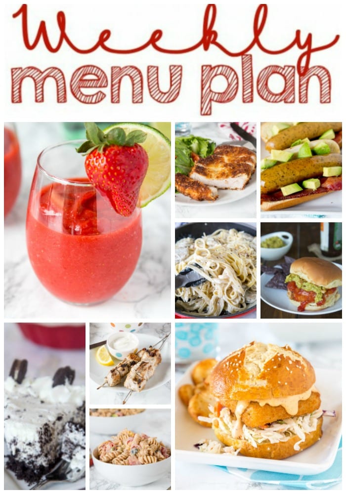 Weekly Meal Plan Week 152 - Make the week easy with this delicious meal plan. 6 dinner recipes, 1 side dish, 1 dessert, and 1 fun cocktail make for a tasty week!