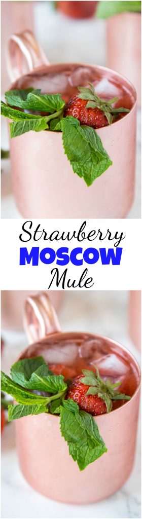 Strawberry Moscow Mule - strawberries giving a classic Moscow Mule a sweet and fun twist!  Whip these up today, they are perfect to sip on any day of the week!   #mule #moscowmule #drinks #happyhour #cocktails #alcohol