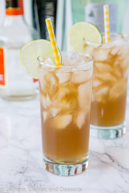 A close up of long island iced tea in a glass