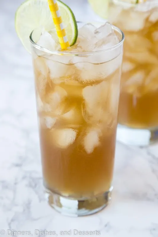 A glass of long island iced tea in a glass