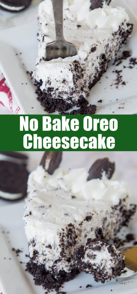 close up oreo cheesecake for pinterest