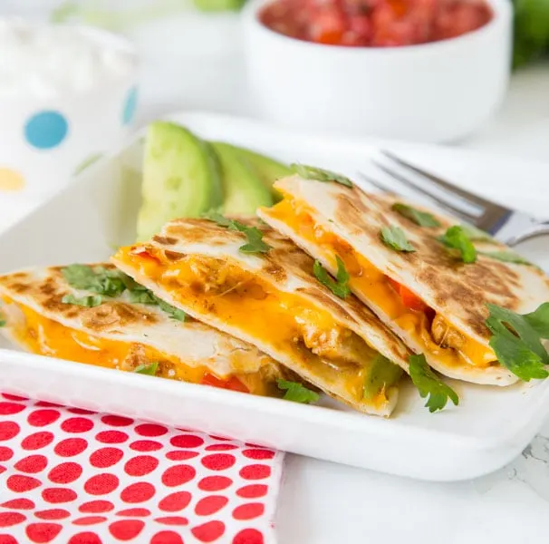 quesadilla on a plate with Chicken and Fajita