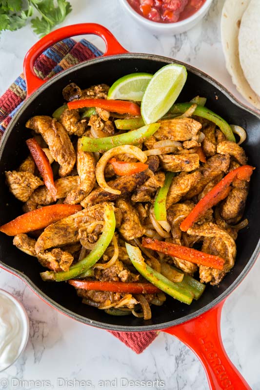 chicken fajitas in a skillet