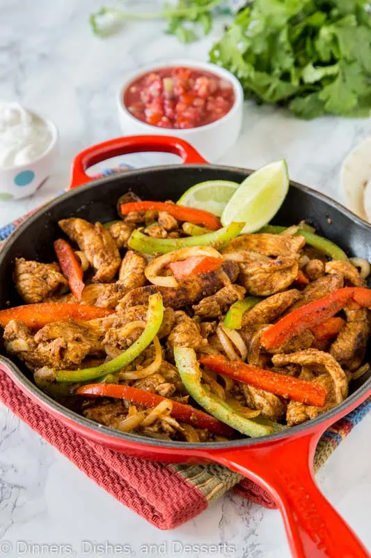 chicken fajitas in a skillet