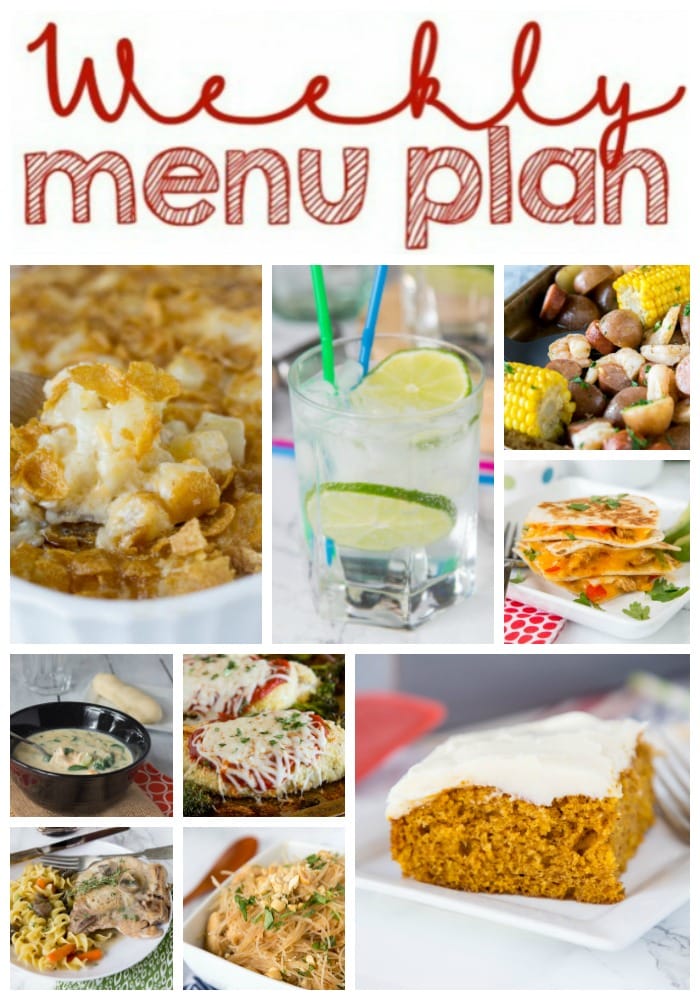 Weekly Meal Plan Week 173 - Make the week easy with this delicious meal plan. 6 dinner recipes, 1 side dish, 1 dessert, and 1 fun cocktail make for a tasty week!