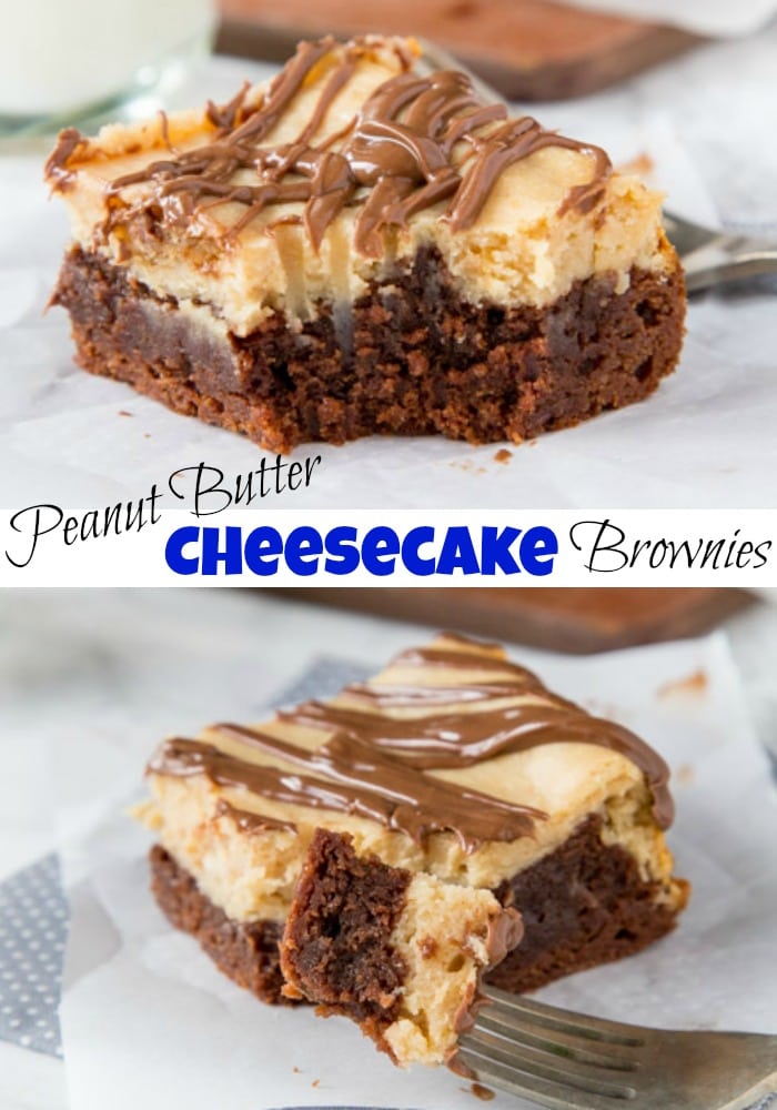 Peanut butter cheesecake brownie on a table