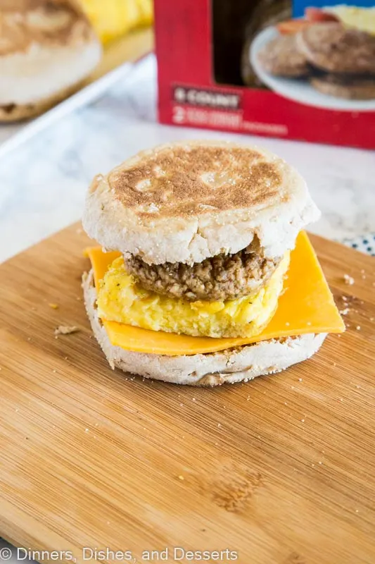 breakfast sandwich on a cutting board