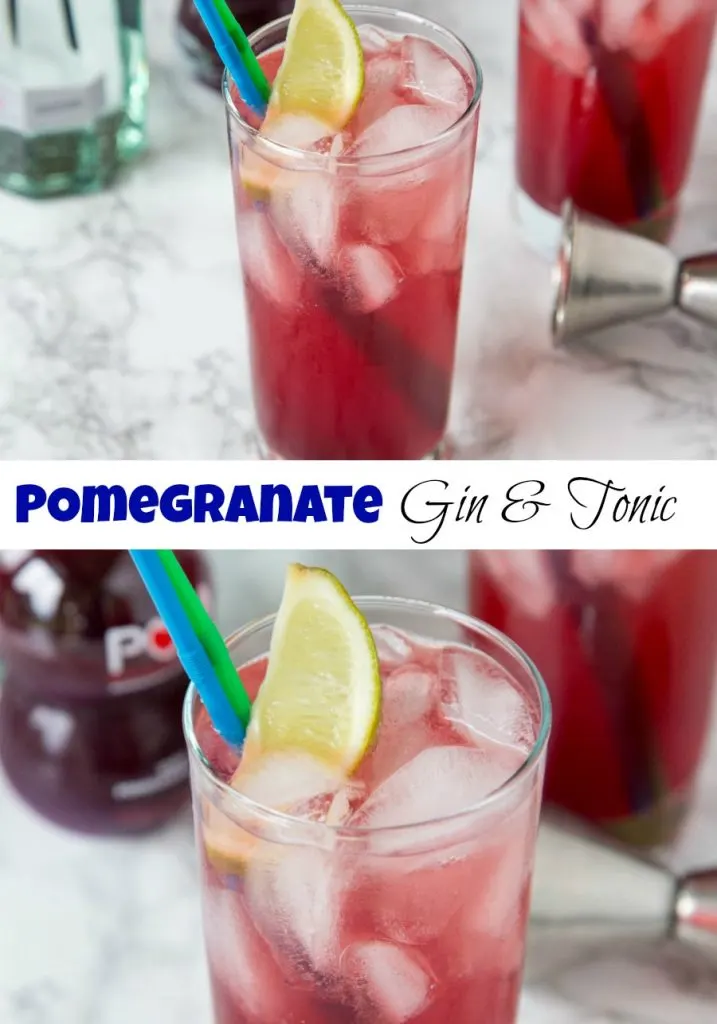Pomegranate Gin and Tonic - a classic gin and tonic with a twist!  Add pomegranate juice and a little lime juice for a sweet, tart, and delicious cocktail!  