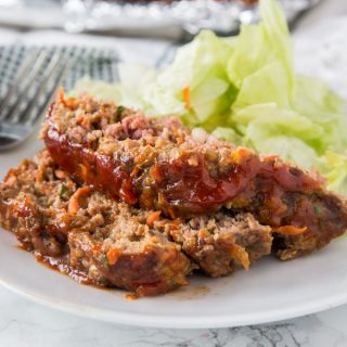 A plate of food, with Meatloaf