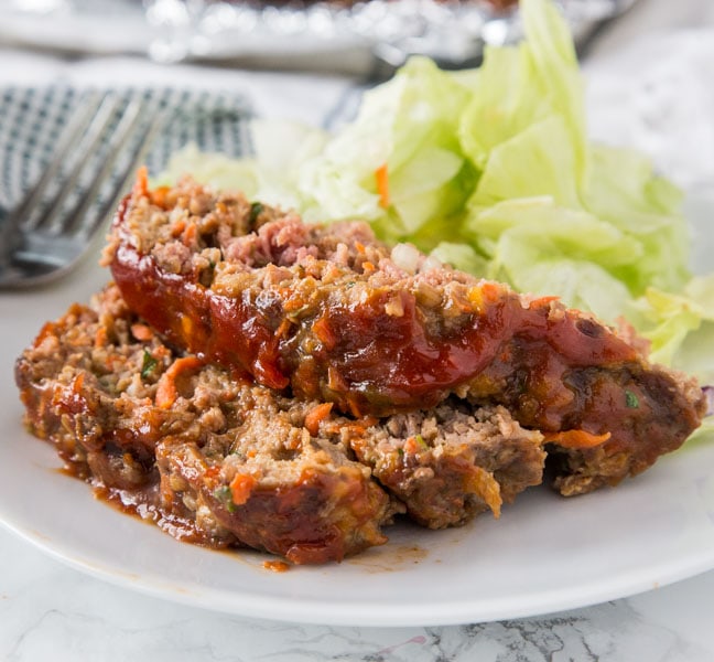 A plate of food, with Meatloaf