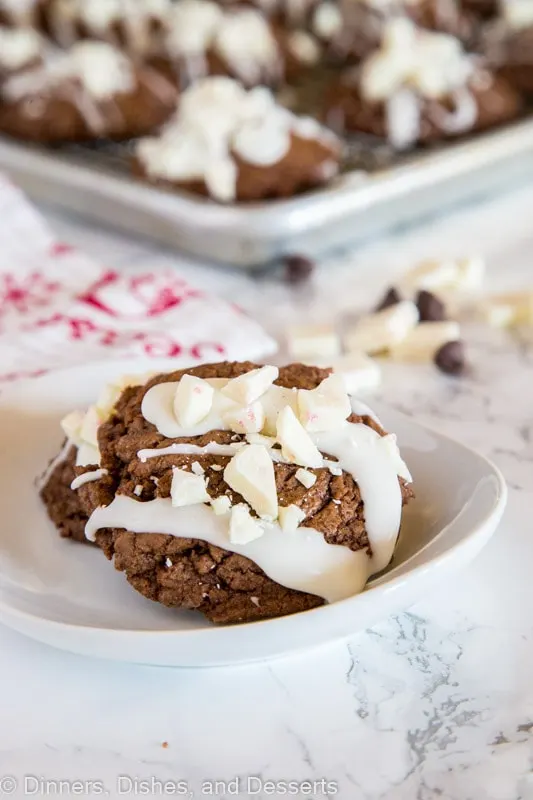 peppermint chocolate cookies on a plate