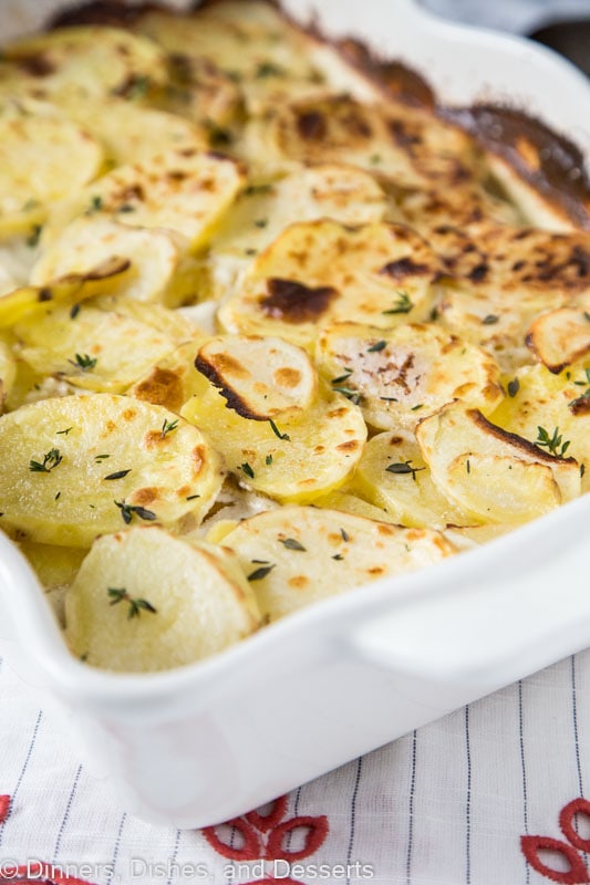 casserole dish of cooked potatoes