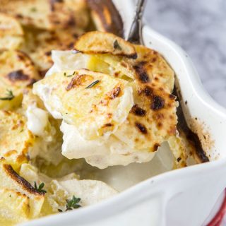 Scalloped Potato Recipe - these scalloped potatoes are so creamy and delicious. Full of fresh herbs for a great side dish for even your best meal!  