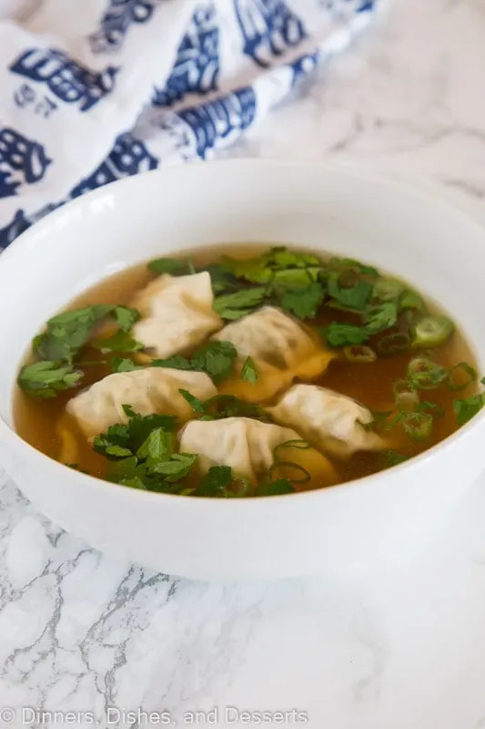A bowl of soup, with Wonton and Pork
