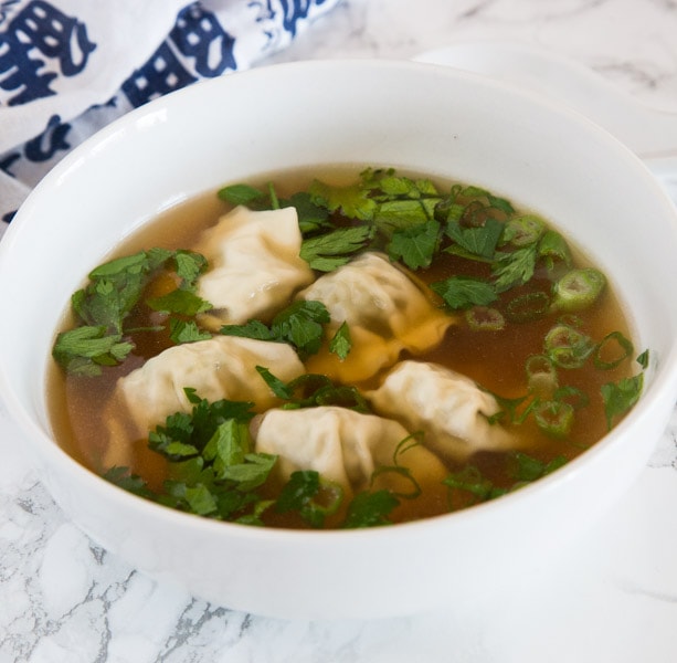 A bowl of soup, with Wonton