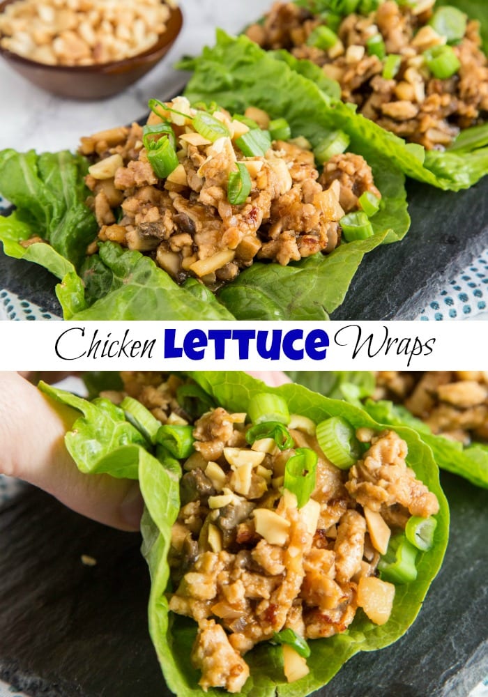 A plate of food with chicken lettuce cups