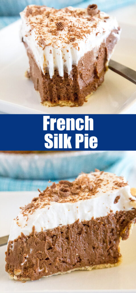 close up french silk pie for pinterest