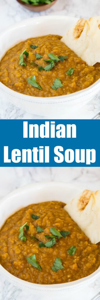 close up of indian lentil soup in a bowl