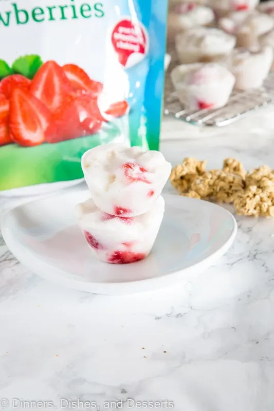 frozen yogurt cups stacked on a plate with Frozen yogurt and Cream