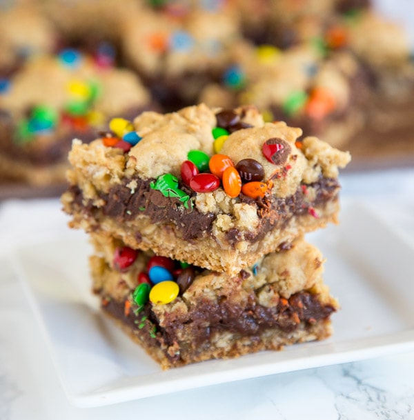 M&M Chocolate Fudge Oatmeal Bars - Together as Family