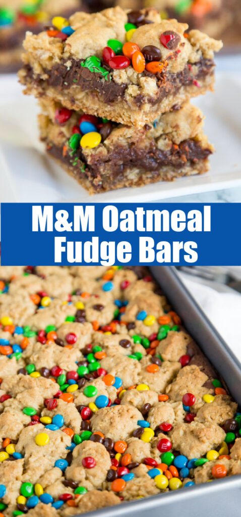 oatmeal fudge bars with M&M's