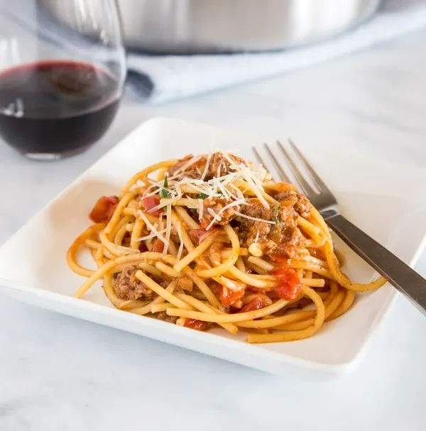 One Pan Spaghetti with Meat Sauce 5 square