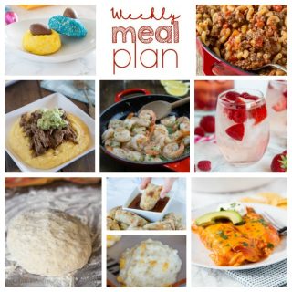 Weekly Meal Plan Week 195- Make the week easy with this delicious meal plan. 6 dinner recipes, 1 side dish, 1 dessert, and 1 fun cocktail make for a tasty week!