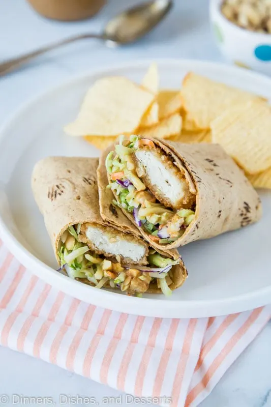 Asian chicken wrap with thai peanut sauce