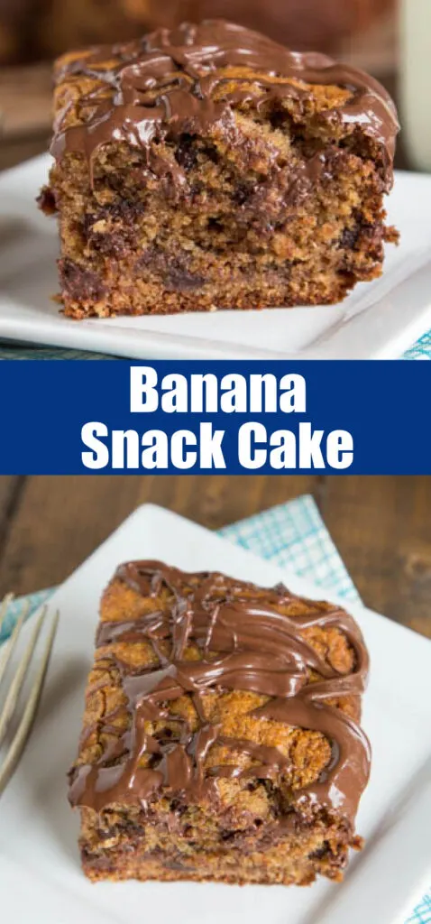 close up pieces of banana cake on a white plate