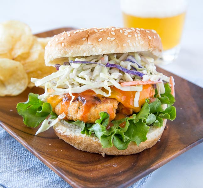 Buffalo Chicken Burger - use ground chicken to make great burgers that give you all the flavors of your favorite buffalo chicken!