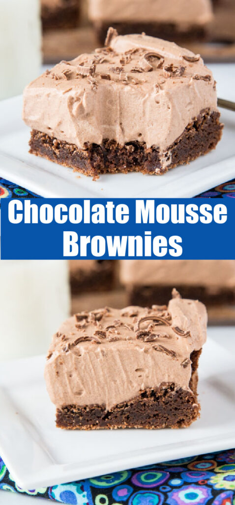chocolate mousse brownies close up