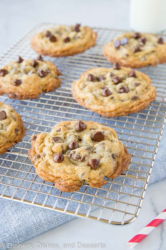 DoubleTree chocolate chip cookies on cooling wrack