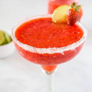 Best Frozen Strawberry Margarita – no need to go out, make your favorite margarita at home with a few simple ingredients!