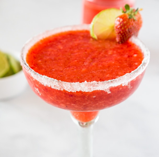 Best Frozen Strawberry Margarita – no need to go out, make your favorite margarita at home with a few simple ingredients!