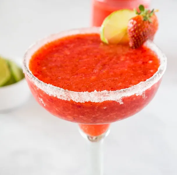 Best Frozen Strawberry Margarita – no need to go out, make your favorite margarita at home with a few simple ingredients!