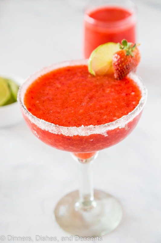 Strawberry Margarita with sugar rim