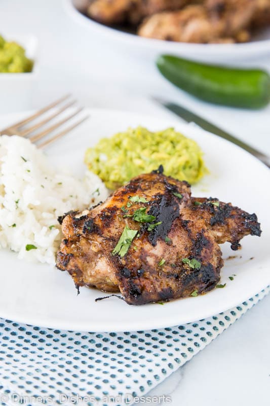 Jamaican jerk chicken grilled with cilantro