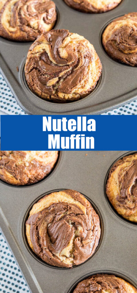 close up nutella swirl muffins in a muffin tin