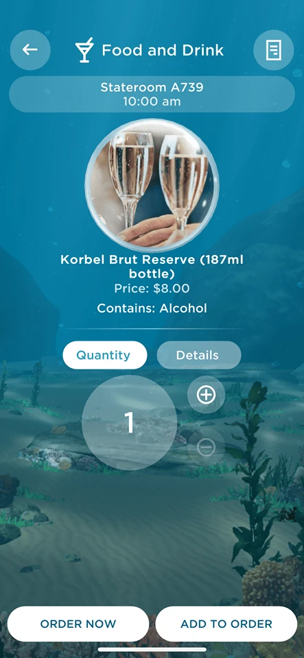 Ocean Medallion App ordering drinks